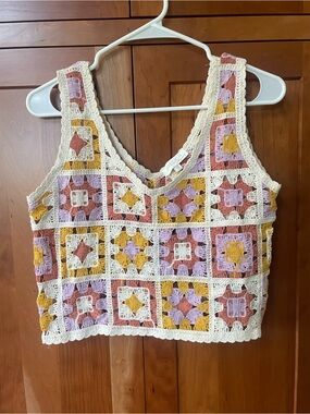 Rebellion Crochet Square Crop Top - Ivory, Pink, Mustard, Lavender